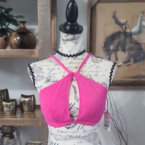 Shade & Shore Hot Pink Criss Cross With Underwire Bikini Top